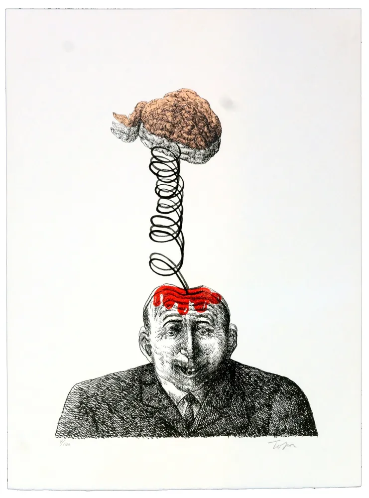 Litografia Topor - Par-dessus la tête