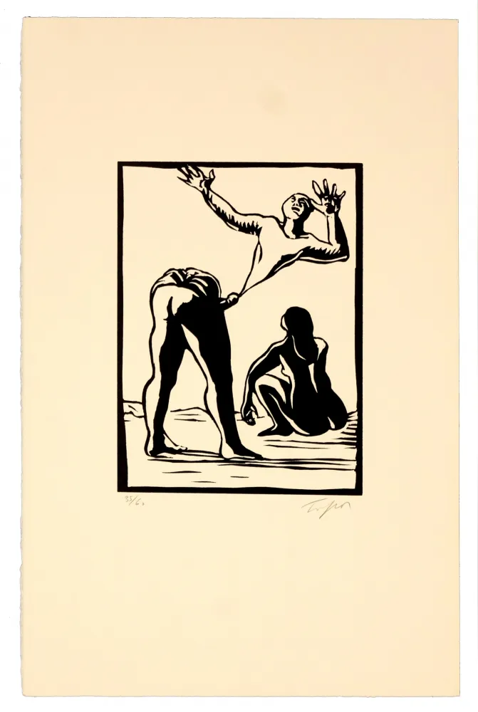 Linoincisione Topor - Self-made man