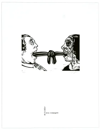 Linoincisione Topor - Union conjuguale