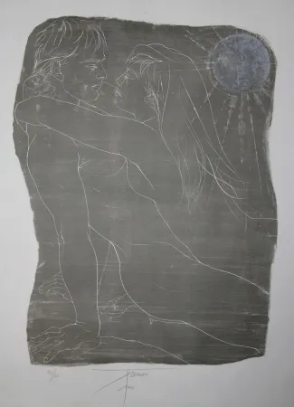 Litografia Trémois - COUPLE ENLACE / INTERTWINED COUPLE - Lithographie Original / Original Lithograph