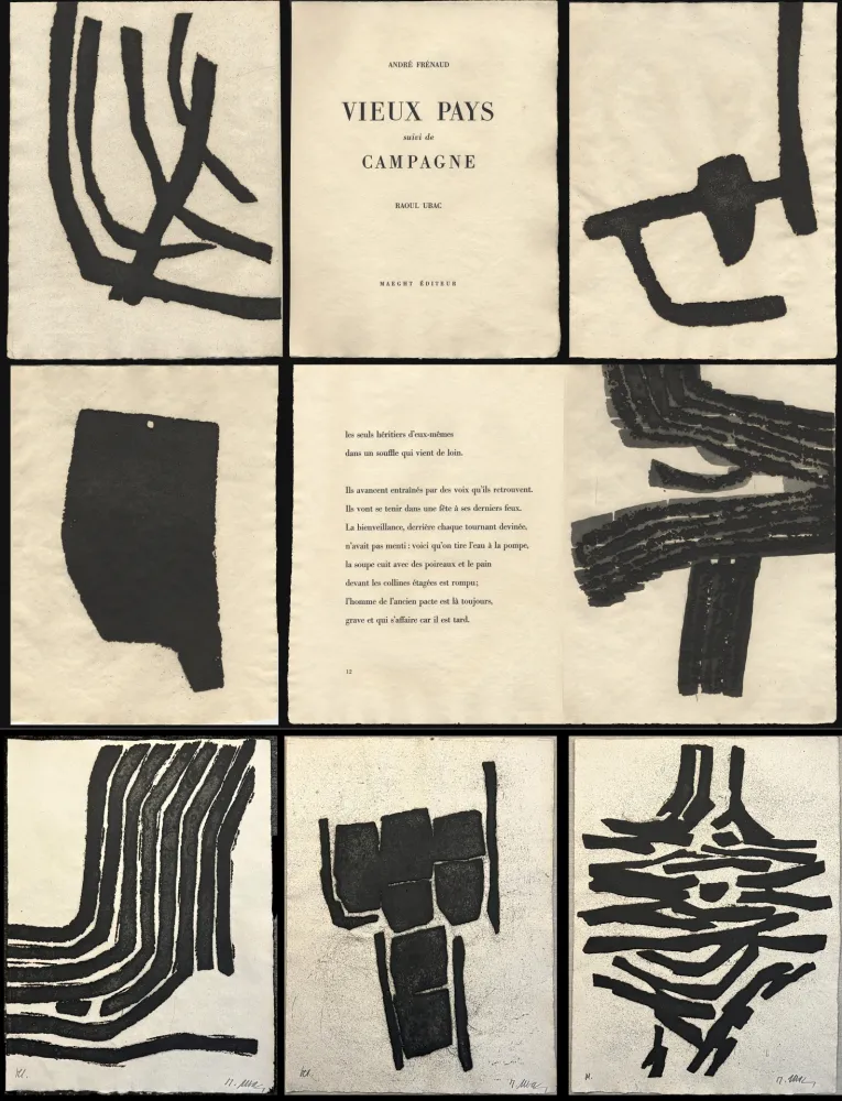 Libro Illustrato Ubac - André Frénaud. VIEUX PAYS. Avec suite signée et gravures refusées (1967)