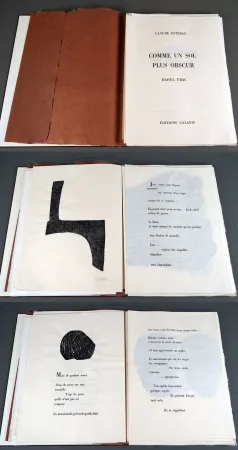 Libro Illustrato Ubac - R. Esteban. COMME UN SOL PLUS OBSCUR. Avec 14 empreintes d'ardoises de Raoul Ubac (1979)