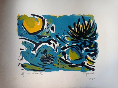 Litografia Unknown - Antonio Guansé - Water Lilies, 1959, Hand-Signed  Lithograph