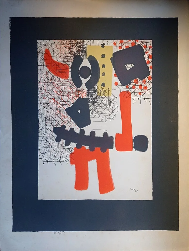 Litografia Unknown - Thomas Gleb, Guerrier: Abstract Composition, 1959, Hand-Signed Lithograph,