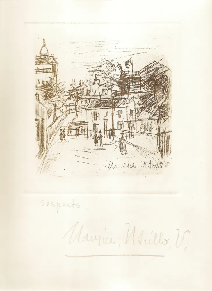 Incisione Utrillo -  Amitiés de Montmartre