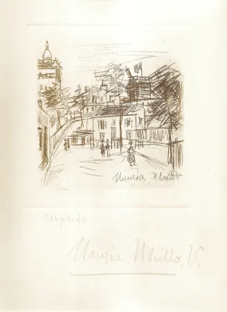 Incisione Utrillo -  Amitiés de Montmartre