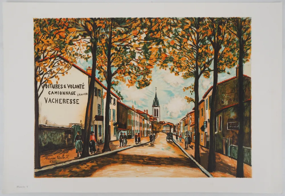 Litografia Utrillo - La Vacheresse, route National à Anse (Rhône)