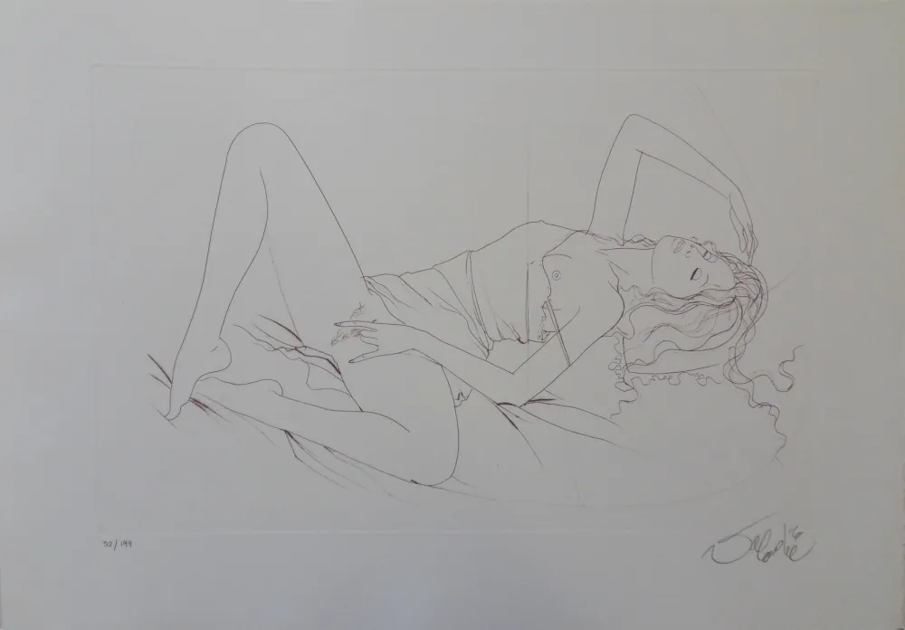 Incisione Valadie - Langoureuse sieste