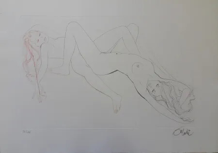 Incisione Valadie - Les amantes, plaisir partagé