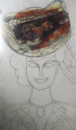 Acquaforte E Acquatinta Valdés - Cabeza con sombrero III