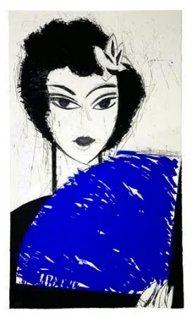 Acquaforte E Acquatinta Valdés - La Femme à l'éventail