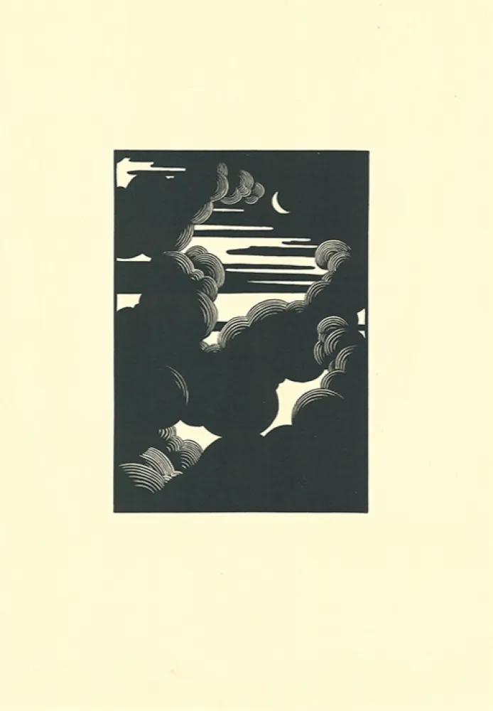 Incisione Su Legno Vallotton - Wolken / Nuages (Clouds)