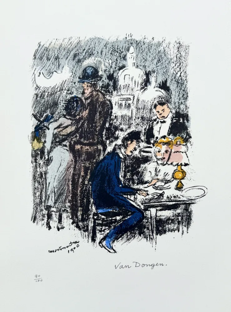Litografia Van Dongen -  Diner a Montmartre