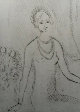 Incisione Van Dongen - Girl with a pearl necklaces