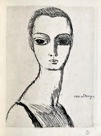 Incisione Van Dongen - Girl with swans neck