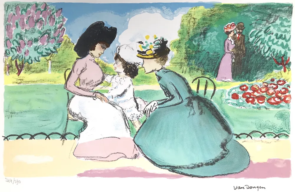 Litografia Van Dongen - Meeting in the Parc
