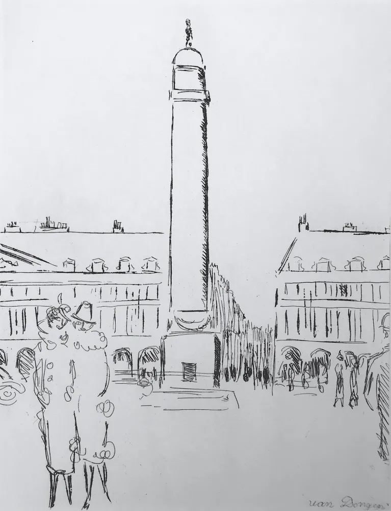 Incisione Van Dongen - Place Vendome