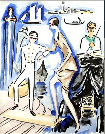 Pochoir Van Dongen - Venise- The Arrival