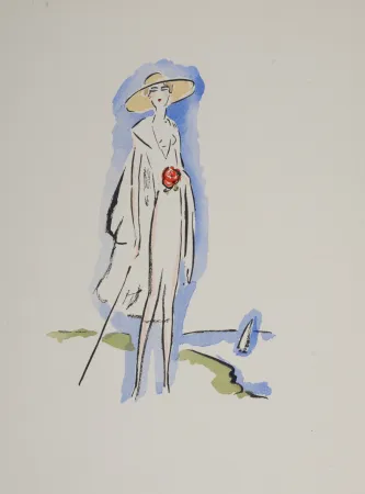 Pochoir Van Dongen - Woman at the Seaside