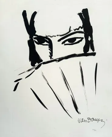 Litografia Van Dongen - Woman with a Fan