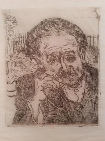 Acquaforte Van Gogh - L'homme a la pipe (Portrait du Docteur Gachet)