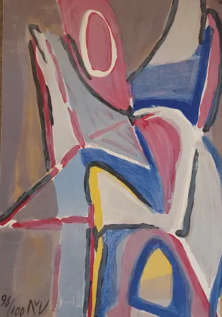 Litografia Van Velde - Combat