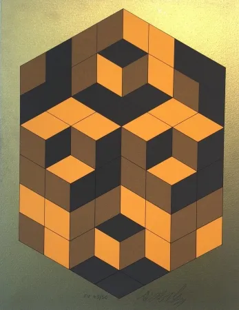 Serigrafia Vasarely - Composition Gold