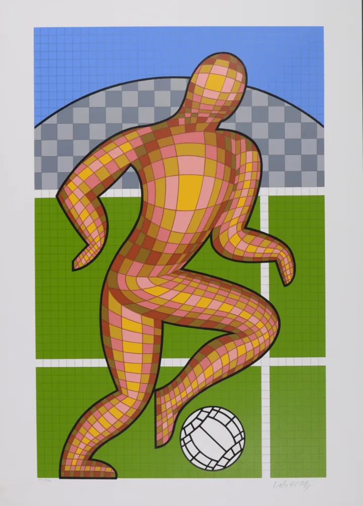 Serigrafia Vasarely - Foot (Soccer player), 1997 - Hand-signed !