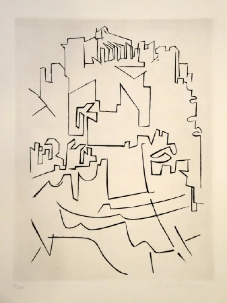 Incisione Vasarely - Gordes Village