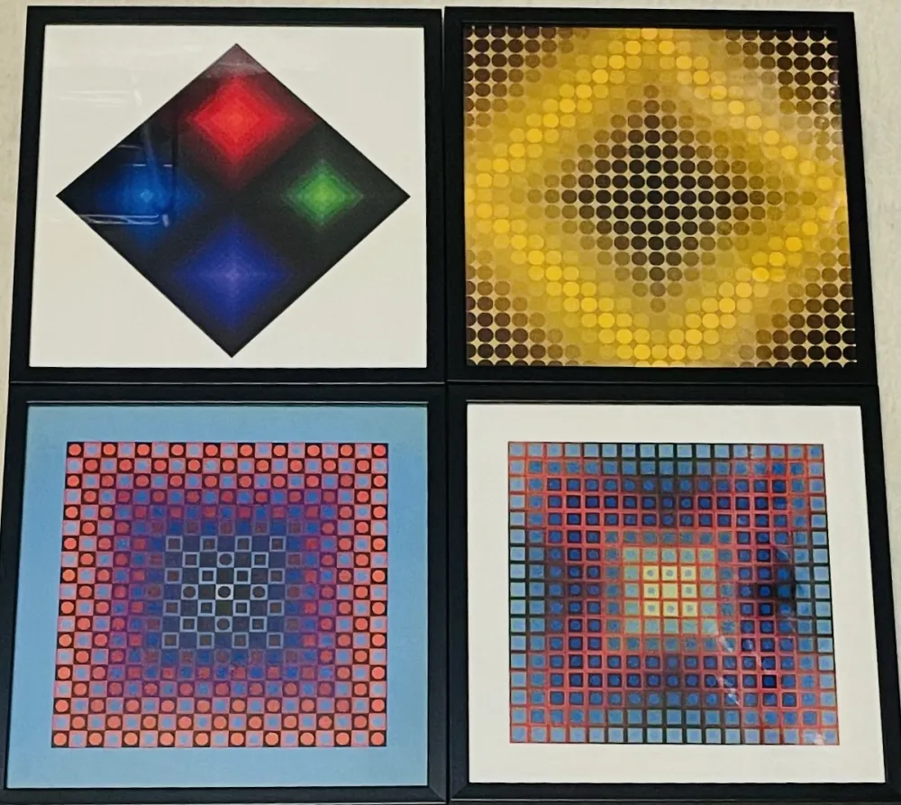 Serigrafia Vasarely - Lot Sérigraphies encadrés