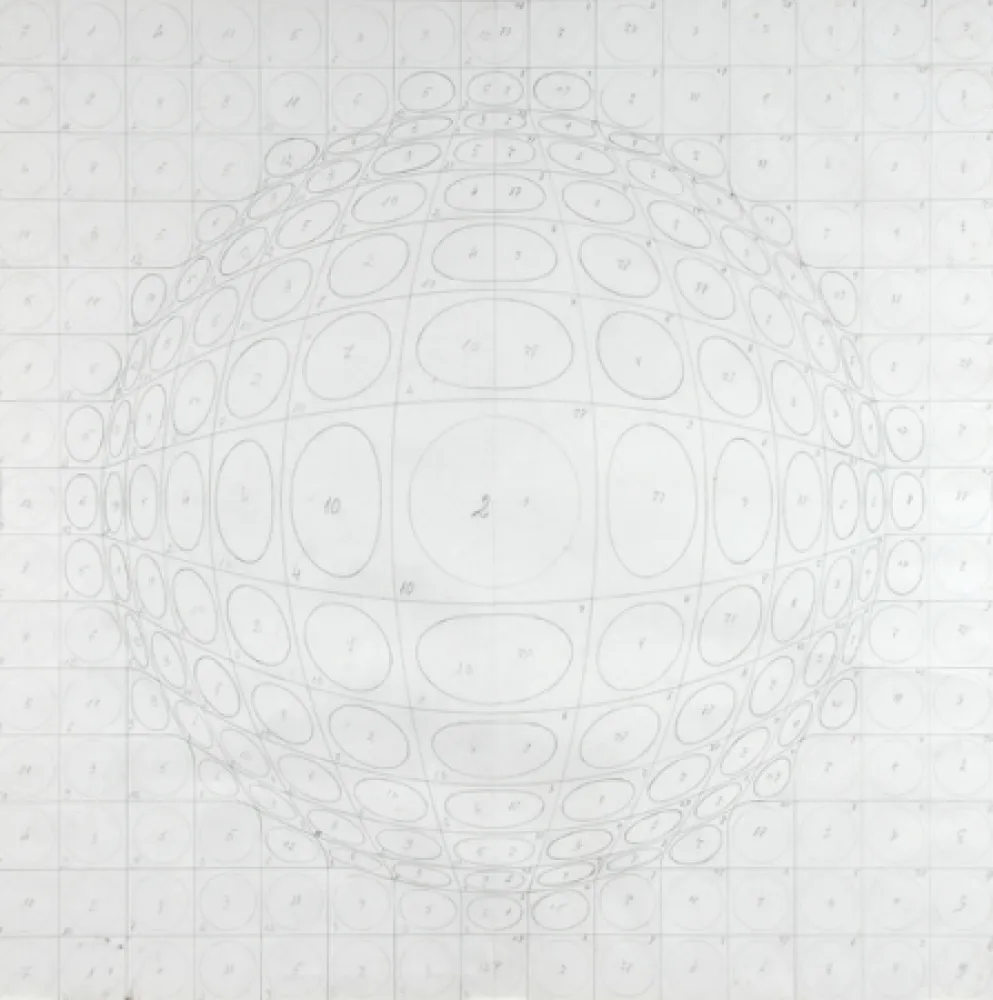 Litografia Vasarely - Pattern for a silk print