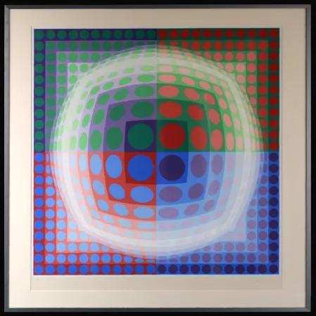 Serigrafia Vasarely - Vega Pal V, 1971 - Hand-signed & Framed!