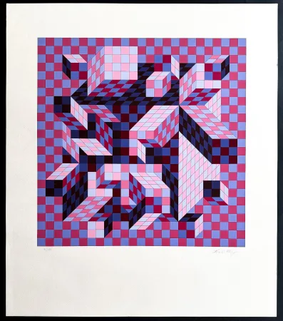 Serigrafia Vasarely - Victor Vasarely (1906–1997) – Quivar-Na – Color silkscreen on paper – 1977