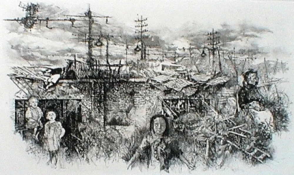 Acquaforte E Acquatinta Vespignani - Borgata romana