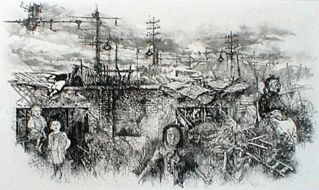 Acquaforte E Acquatinta Vespignani - Borgata romana