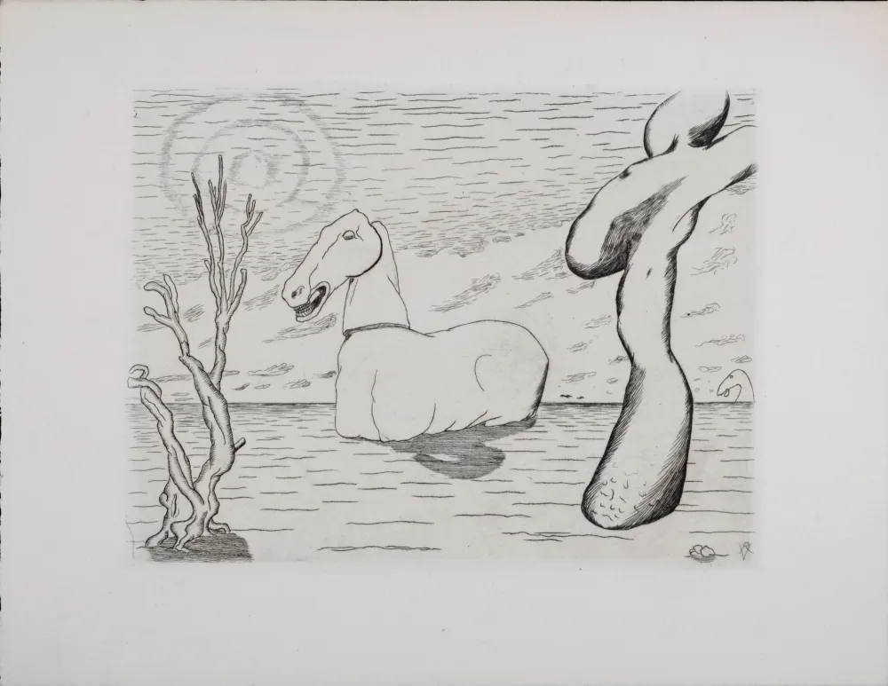 Acquaforte Vieillard - Cheval surréaliste, 1946