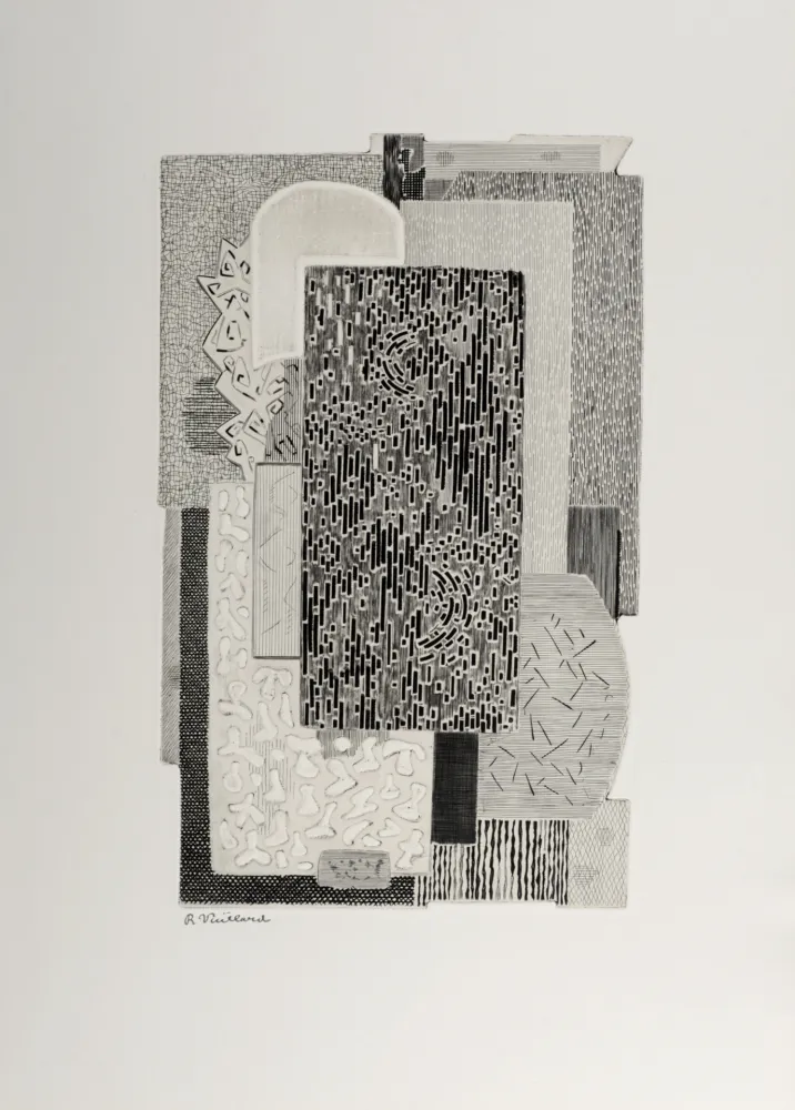 Incisione Vieillard - Composition, 1965 - Hand-signed