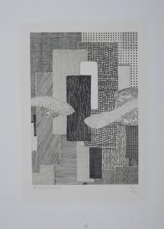 Incisione Vieillard - Ville Ripuaire, 1962 - Hand-signed