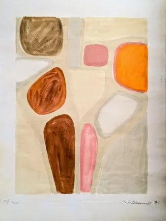 Litografia Villemot - Bernard Villemot - Abstract Shoes - Rare Hand-Signed Original Lithograph, 1971