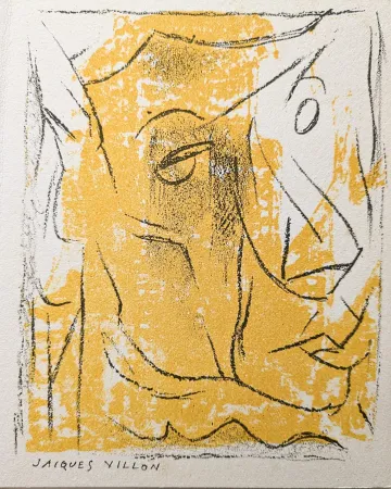 Litografia Villon - Cubist portrait, 1954 - Original lithograph on vellum paper
