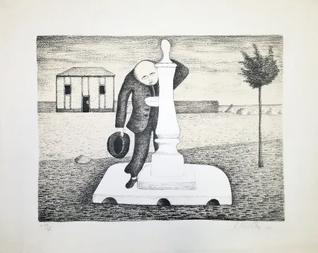 Litografia Viviani - Il bevitore d'acqua