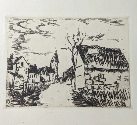 Incisione Vlaminck - Environs de Marines / Oise