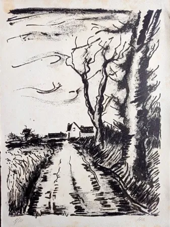 Incisione Vlaminck - Maurice de Vlaminck - Chemin de Manou, 1956 (Tete qui Tourne)