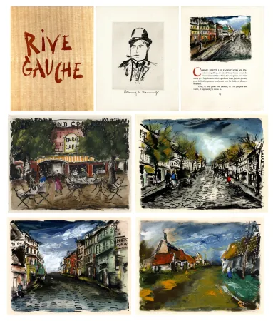 Libro Illustrato Vlaminck - RIVE GAUCHE. Quartier latin - Plaisance - Montparnasse - Les Quais - Saint-Germain-des-Prés. Exemplaire avec suite et gravure aquarellée par Vlaminck.