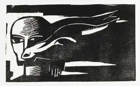 Incisione Su Legno Völker - Frau mit Ziege (Woman with Goat)