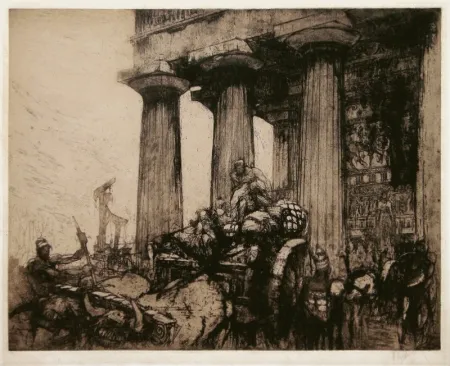 Incisione Walcot - Sack of a Sicilian Temple