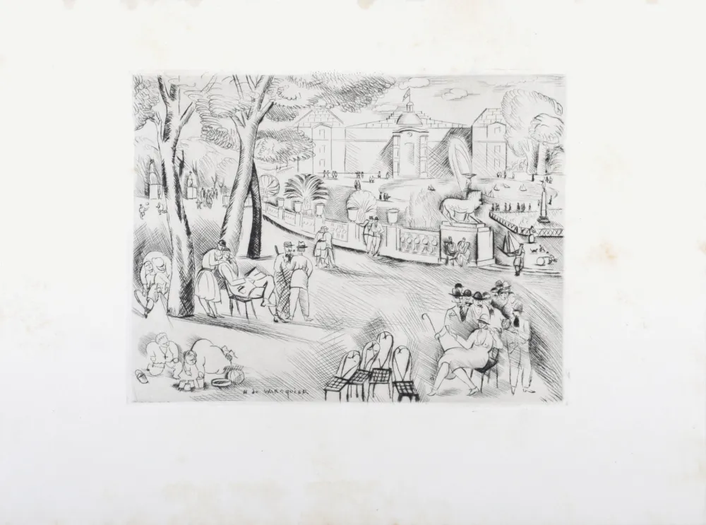 Incisione Waroquier - Jardin du Luxembourg