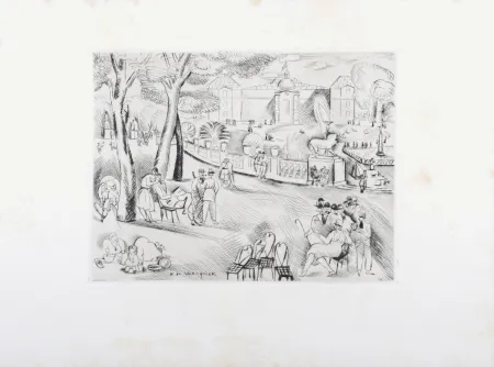 Incisione Waroquier - Jardin du Luxembourg