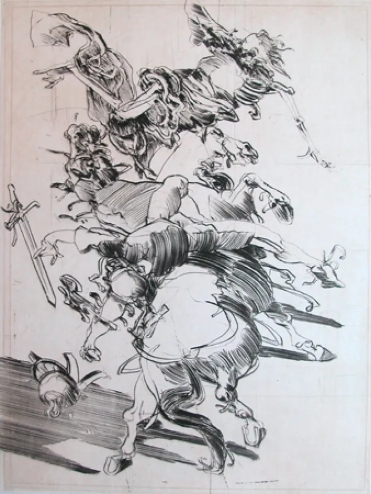 Incisione Weisbuch - LA MORT ET LE CAVALIER