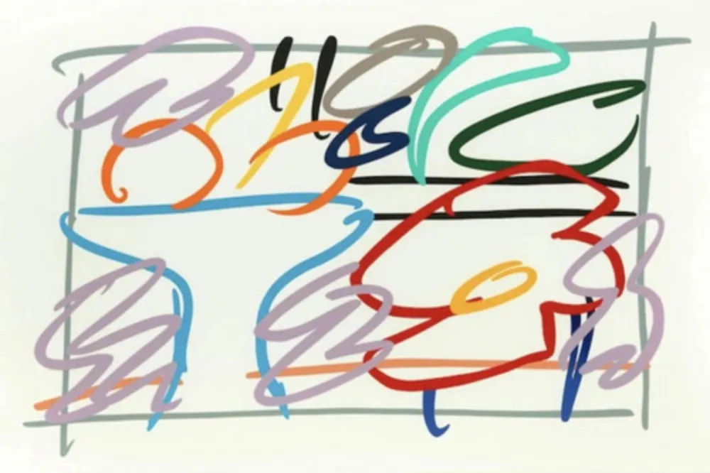 Serigrafia Wesselmann - Fast sketch of Still life with abstract painting